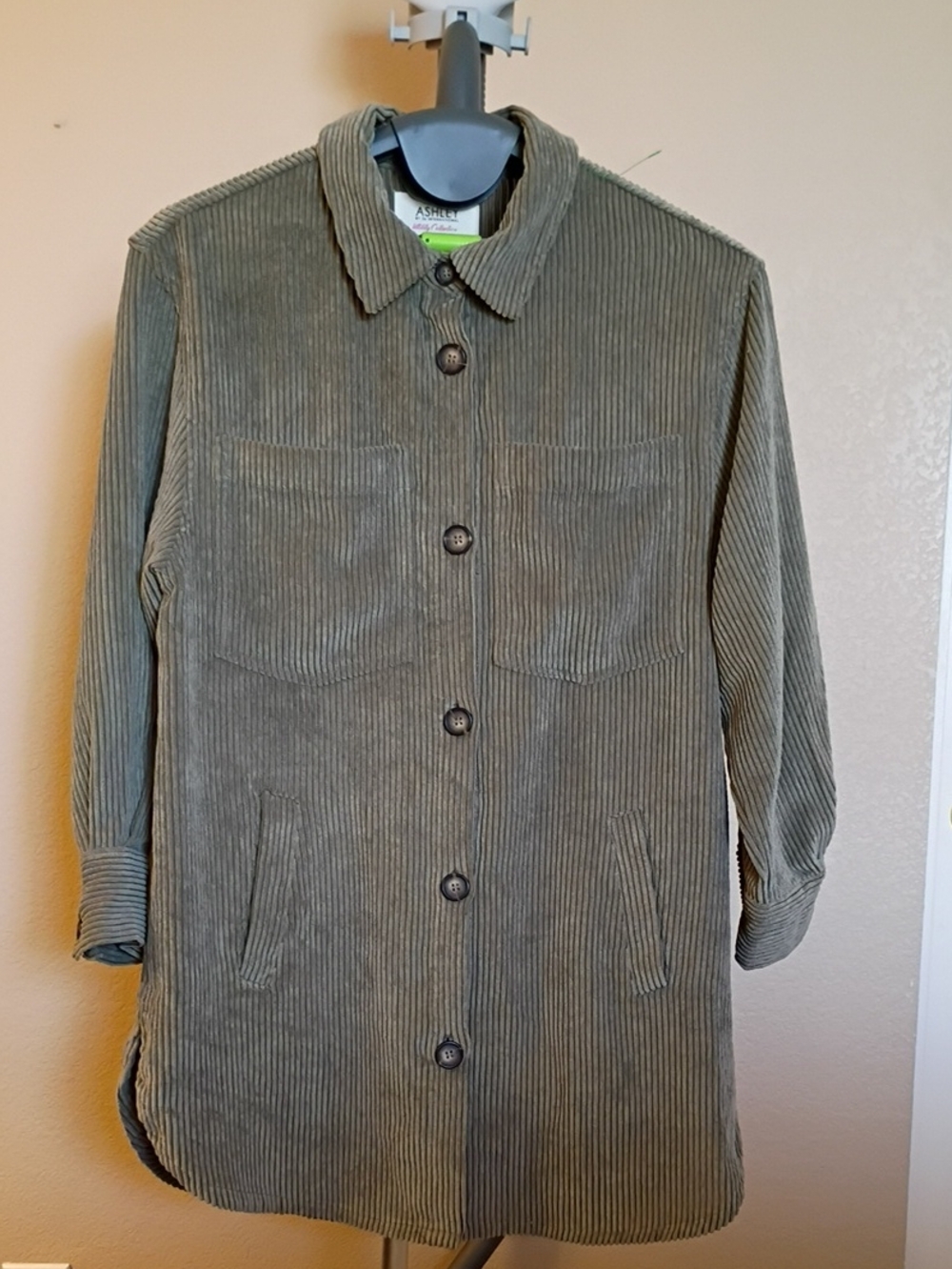 Ashley By 26 International Olive Green Corduroy Button Jacket Shacket Size M